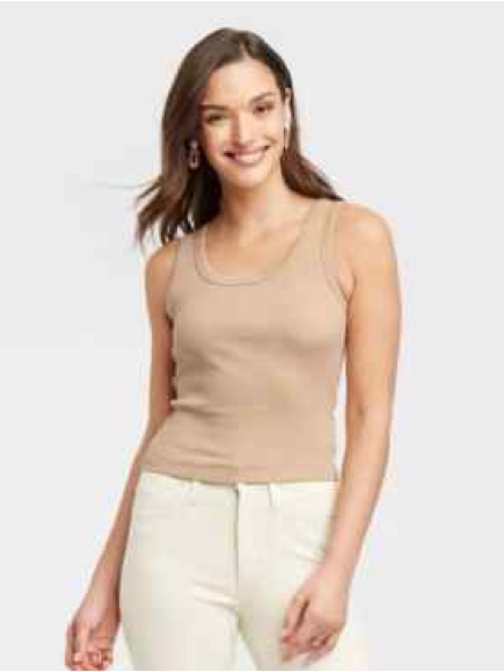 Universal Thread Ribbed Scoop Neck Tank Top in Taupe